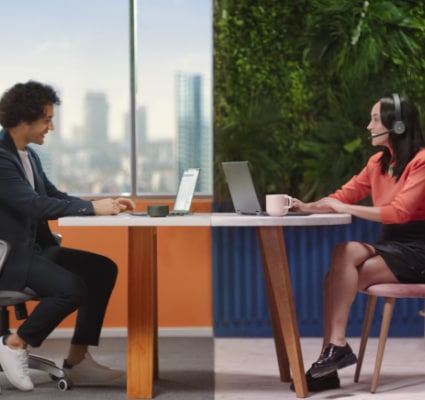 ThinkPad X1, Lenovo Speaker, Lenovo Headphones, Lenovo Mouse, and a cup of coffe place on desk