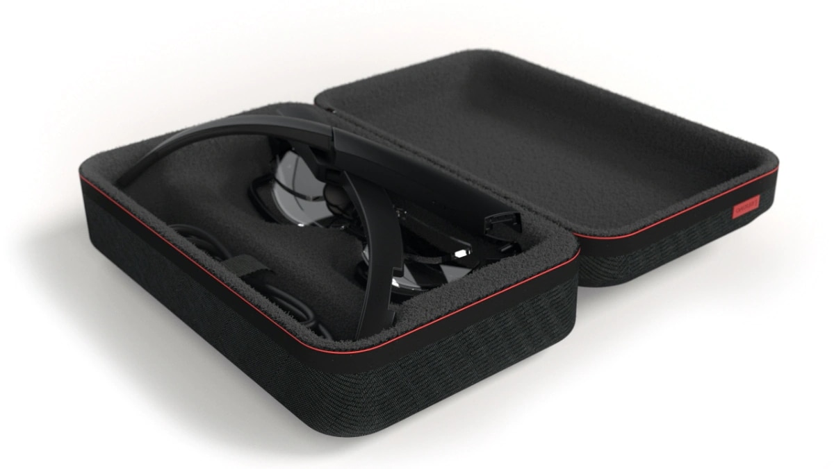 Lenovo ThinkReality A3 smart glasses in open case